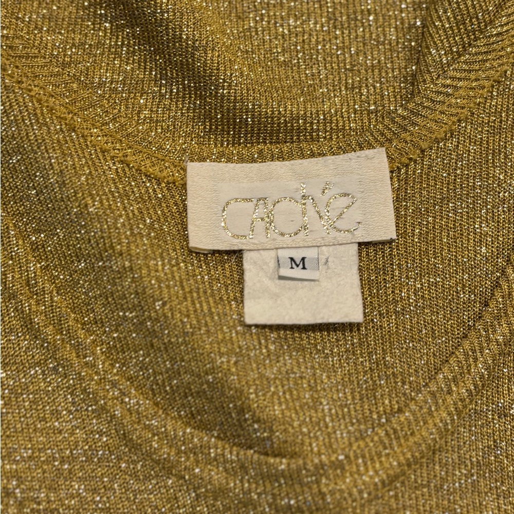 Gold Metallic Tank Top - Women's Shimmery Knit Cache size M - Picture 2 of 7